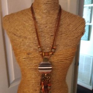 Necklace(long) 3 Leather strands with Tassel